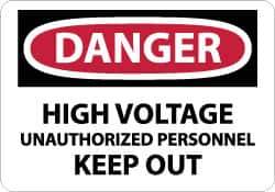 NMC - "Danger - High Voltage - Unauthorized Personnel Keep Out", 7" Long x 10" Wide, Aluminum Safety Sign - Rectangle, 0.04" Thick, Use for Accident Prevention - Eagle Tool & Supply