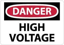 NMC - "Danger - High Voltage", 7" Long x 10" Wide, Aluminum Safety Sign - Rectangle, 0.04" Thick, Use for Accident Prevention - Eagle Tool & Supply