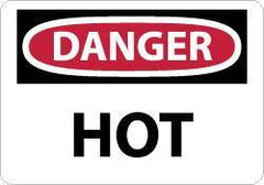 NMC - "Danger - Hot", 7" Long x 10" Wide, Aluminum Safety Sign - Rectangle, 0.04" Thick, Use for Hazardous Materials - Eagle Tool & Supply