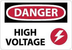 NMC - "Danger - High Voltage", 7" Long x 10" Wide, Aluminum Safety Sign - Rectangle, 0.04" Thick, Use for Accident Prevention - Eagle Tool & Supply