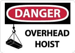 NMC - "Danger - Overhead Hoist", 10" Long x 14" Wide, Rigid Plastic Safety Sign - Rectangle, 0.05" Thick, Use for Accident Prevention - Eagle Tool & Supply