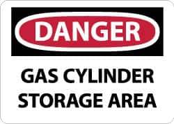 NMC - "Danger - Gas Cylinder Storage Area", 10" Long x 14" Wide, Aluminum Safety Sign - Rectangle, 0.04" Thick, Use for Hazardous Materials - Eagle Tool & Supply