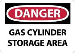 NMC - "Danger - Gas Cylinder Storage Area", 10" Long x 14" Wide, Rigid Plastic Safety Sign - Rectangle, 0.05" Thick, Use for Hazardous Materials - Eagle Tool & Supply