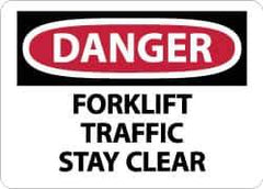 NMC - "Danger - Forklift Traffic - Stay Clear", 10" Long x 14" Wide, Pressure-Sensitive Vinyl Safety Sign - Rectangle, 0.004" Thick, Use for Accident Prevention - Eagle Tool & Supply