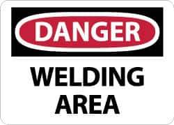 NMC - "Danger - Welding Area", 10" Long x 14" Wide, Aluminum Safety Sign - Rectangle, 0.04" Thick, Use for Accident Prevention - Eagle Tool & Supply