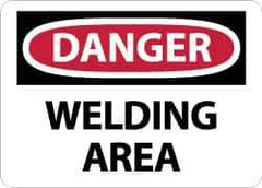 NMC - "Danger - Welding Area", 10" Long x 14" Wide, Rigid Plastic Safety Sign - Rectangle, 0.05" Thick, Use for Accident Prevention - Eagle Tool & Supply