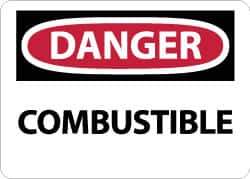 NMC - "Danger - Combustible", 10" Long x 14" Wide, Aluminum Safety Sign - Rectangle, 0.04" Thick, Use for Hazardous Materials - Eagle Tool & Supply