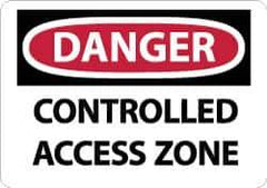 NMC - "Danger - Controlled Access Zone", 10" Long x 14" Wide, Pressure-Sensitive Vinyl Safety Sign - Rectangle, 0.004" Thick, Use for Accident Prevention - Eagle Tool & Supply