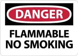 NMC - "Danger - Flammable - No Smoking", 10" Long x 14" Wide, Aluminum Safety Sign - Rectangle, 0.04" Thick, Use for Accident Prevention - Eagle Tool & Supply