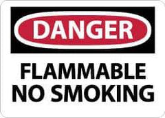 NMC - "Danger - Flammable - No Smoking", 10" Long x 14" Wide, Aluminum Safety Sign - Rectangle, 0.04" Thick, Use for Accident Prevention - Eagle Tool & Supply