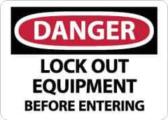 NMC - "Danger - Lock Out Equipment Before Entering", 10" Long x 14" Wide, Aluminum Safety Sign - Rectangle, 0.04" Thick, Use for Accident Prevention - Eagle Tool & Supply
