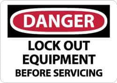NMC - "Danger - Lock Out Equipment Before Servicing", 10" Long x 14" Wide, Rigid Plastic Safety Sign - Rectangle, 0.05" Thick, Use for Accident Prevention - Eagle Tool & Supply