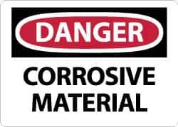 NMC - "Danger - Corrosive Material", 10" Long x 14" Wide, Pressure-Sensitive Vinyl Safety Sign - Rectangle, 0.004" Thick, Use for Hazardous Materials - Eagle Tool & Supply