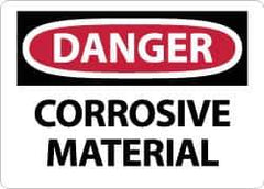 NMC - "Danger - Corrosive Material", 10" Long x 14" Wide, Aluminum Safety Sign - Rectangle, 0.04" Thick, Use for Hazardous Materials - Eagle Tool & Supply