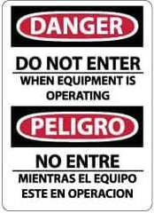 NMC - "Danger - Do Not Enter When Equipment Is Operating", 14" Long x 10" Wide, Rigid Plastic Safety Sign - Rectangle, 0.05" Thick, Use for Accident Prevention - Eagle Tool & Supply