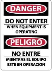 NMC - "Danger - Do Not Enter When Equipment Is Operating", 14" Long x 10" Wide, Pressure-Sensitive Vinyl Safety Sign - Rectangle, 0.004" Thick, Use for Accident Prevention - Eagle Tool & Supply