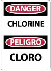 NMC - "Danger - Chlorine", 14" Long x 10" Wide, Pressure-Sensitive Vinyl Safety Sign - Rectangle, 0.004" Thick, Use for Hazardous Materials - Eagle Tool & Supply