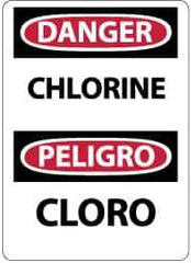 NMC - "Danger - Chlorine", 14" Long x 10" Wide, Pressure-Sensitive Vinyl Safety Sign - Rectangle, 0.004" Thick, Use for Hazardous Materials - Eagle Tool & Supply