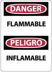 NMC - "Danger - Flammable", 14" Long x 10" Wide, Pressure-Sensitive Vinyl Safety Sign - Rectangle, 0.004" Thick, Use for Hazardous Materials - Eagle Tool & Supply
