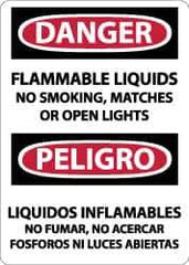 NMC - "Danger - Flammable Liquids - No Smoking, Matches or Open Lights", 14" Long x 10" Wide, Aluminum Safety Sign - Rectangle, 0.04" Thick, Use for Accident Prevention - Eagle Tool & Supply