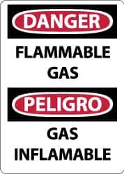 NMC - "Danger - Flammable Gas", 14" Long x 10" Wide, Pressure-Sensitive Vinyl Safety Sign - Rectangle, 0.004" Thick, Use for Hazardous Materials - Eagle Tool & Supply