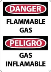 NMC - "Danger - Flammable Gas", 14" Long x 10" Wide, Pressure-Sensitive Vinyl Safety Sign - Rectangle, 0.004" Thick, Use for Hazardous Materials - Eagle Tool & Supply