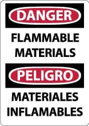 NMC - "Danger - Flammable Materials", 14" Long x 10" Wide, Rigid Plastic Safety Sign - Rectangle, 0.05" Thick, Use for Hazardous Materials - Eagle Tool & Supply