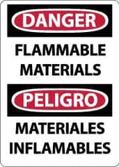 NMC - "Danger - Flammable Materials", 14" Long x 10" Wide, Rigid Plastic Safety Sign - Rectangle, 0.05" Thick, Use for Hazardous Materials - Eagle Tool & Supply