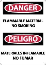 NMC - "Danger - Flammable Material - No Smoking", 14" Long x 10" Wide, Aluminum Safety Sign - Rectangle, 0.04" Thick, Use for Accident Prevention - Eagle Tool & Supply