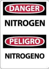 NMC - "Danger - Nitrogen", 14" Long x 10" Wide, Pressure-Sensitive Vinyl Safety Sign - Rectangle, 0.004" Thick, Use for Hazardous Materials - Eagle Tool & Supply