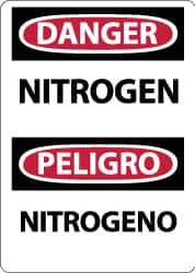 NMC - "Danger - Nitrogen", 14" Long x 10" Wide, Aluminum Safety Sign - Rectangle, 0.04" Thick, Use for Hazardous Materials - Eagle Tool & Supply