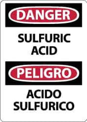NMC - "Danger - Sulfuric Acid", 14" Long x 10" Wide, Pressure-Sensitive Vinyl Safety Sign - Rectangle, 0.004" Thick, Use for Hazardous Materials - Eagle Tool & Supply