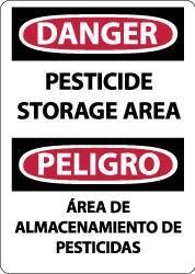 NMC - "Danger - Pesticide Storage Area", 14" Long x 10" Wide, Rigid Plastic Safety Sign - Rectangle, 0.05" Thick, Use for Security & Admittance - Eagle Tool & Supply