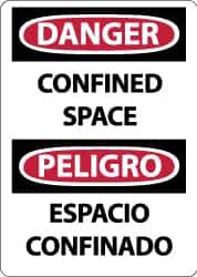NMC - "Danger - Confined Space", 14" Long x 10" Wide, Rigid Plastic Safety Sign - Rectangle, 0.05" Thick, Use for Accident Prevention - Eagle Tool & Supply