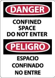 NMC - "Danger - Confined Space - Do Not Enter", 14" Long x 10" Wide, Aluminum Safety Sign - Rectangle, 0.04" Thick, Use for Accident Prevention - Eagle Tool & Supply