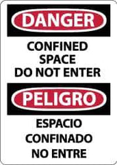 NMC - "Danger - Confined Space - Do Not Enter", 14" Long x 10" Wide, Pressure-Sensitive Vinyl Safety Sign - Rectangle, 0.004" Thick, Use for Accident Prevention - Eagle Tool & Supply