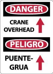 NMC - "Danger - Crane Overhead", 14" Long x 10" Wide, Rigid Plastic Safety Sign - Rectangle, 0.05" Thick, Use for Accident Prevention - Eagle Tool & Supply