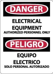 NMC - "Danger - Electrical Equipment - Authorized Personnel Only", 14" Long x 10" Wide, Aluminum Safety Sign - Rectangle, 0.04" Thick, Use for Accident Prevention - Eagle Tool & Supply