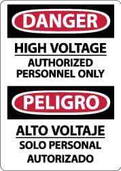 NMC - "Danger - High Voltage - Authorized Personnel Only", 14" Long x 10" Wide, Rigid Plastic Safety Sign - Rectangle, 0.05" Thick, Use for Accident Prevention - Eagle Tool & Supply