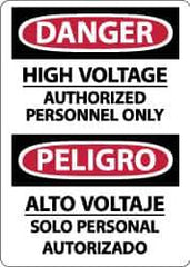 NMC - "Danger - High Voltage - Authorized Personnel Only", 14" Long x 10" Wide, Aluminum Safety Sign - Rectangle, 0.04" Thick, Use for Accident Prevention - Eagle Tool & Supply