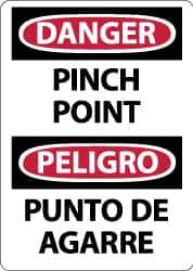 NMC - "Danger - Pinch Point", 14" Long x 10" Wide, Rigid Plastic Safety Sign - Rectangle, 0.05" Thick, Use for Accident Prevention - Eagle Tool & Supply