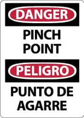 NMC - "Danger - Pinch Point", 14" Long x 10" Wide, Pressure-Sensitive Vinyl Safety Sign - Rectangle, 0.004" Thick, Use for Accident Prevention - Eagle Tool & Supply