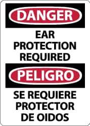 NMC - "Danger - Ear Protection Required", 14" Long x 10" Wide, Aluminum Safety Sign - Rectangle, 0.04" Thick, Use for Accident Prevention - Eagle Tool & Supply