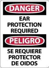 NMC - "Danger - Ear Protection Required", 14" Long x 10" Wide, Rigid Plastic Safety Sign - Rectangle, 0.05" Thick, Use for Accident Prevention - Eagle Tool & Supply