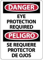 NMC - "Danger - Eye Protection Required", 14" Long x 10" Wide, Pressure-Sensitive Vinyl Safety Sign - Rectangle, 0.004" Thick, Use for Accident Prevention - Eagle Tool & Supply