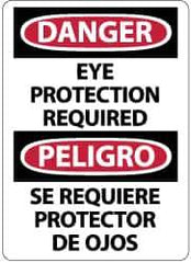 NMC - "Danger - Eye Protection Required", 14" Long x 10" Wide, Pressure-Sensitive Vinyl Safety Sign - Rectangle, 0.004" Thick, Use for Accident Prevention - Eagle Tool & Supply