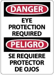 NMC - "Danger - Eye Protection Required", 14" Long x 10" Wide, Aluminum Safety Sign - Rectangle, 0.04" Thick, Use for Accident Prevention - Eagle Tool & Supply