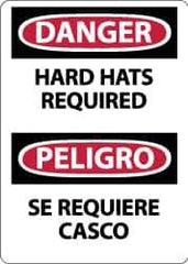 NMC - "Danger - Hard Hats Required", 14" Long x 10" Wide, Rigid Plastic Safety Sign - Rectangle, 0.05" Thick, Use for Accident Prevention - Eagle Tool & Supply