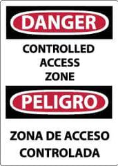 NMC - "Danger - Controlled Access Zone", 14" Long x 10" Wide, Rigid Plastic Safety Sign - Rectangle, 0.05" Thick, Use for Accident Prevention - Eagle Tool & Supply