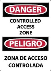 NMC - "Danger - Controlled Access Zone", 14" Long x 10" Wide, Aluminum Safety Sign - Rectangle, 0.04" Thick, Use for Accident Prevention - Eagle Tool & Supply